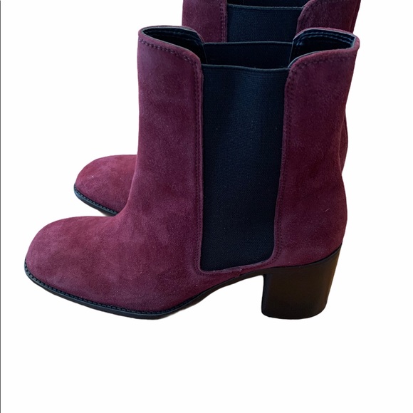 ASOS Burgundy Wine Square Toe Chelsea Boot NWOT - Picture 3 of 13